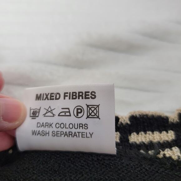 Destiny Milan London Cardigan S Black Cream Tie Front Long Sleeve Mod Knit Retro - Picture 7 of 7